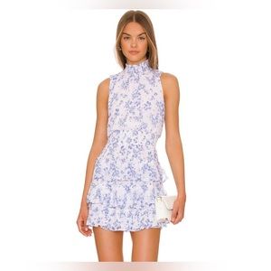 Floral blue and white mini dress